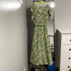 SHEIN Green Floral Dress